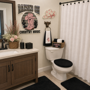 Black white and pink Country girl-Bath Set
