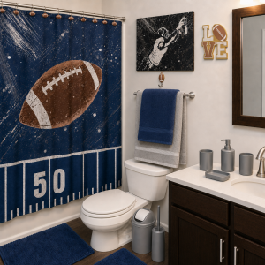 Blue and gray Football-Bath Set