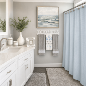Blue gray and white Ocean-Bath Set