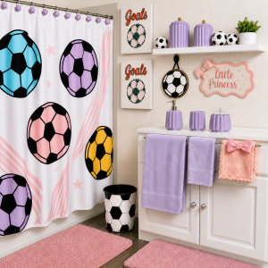Pink and purple Soccer-Bath Set