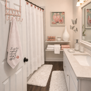 Pink and white Dior-Bath Set