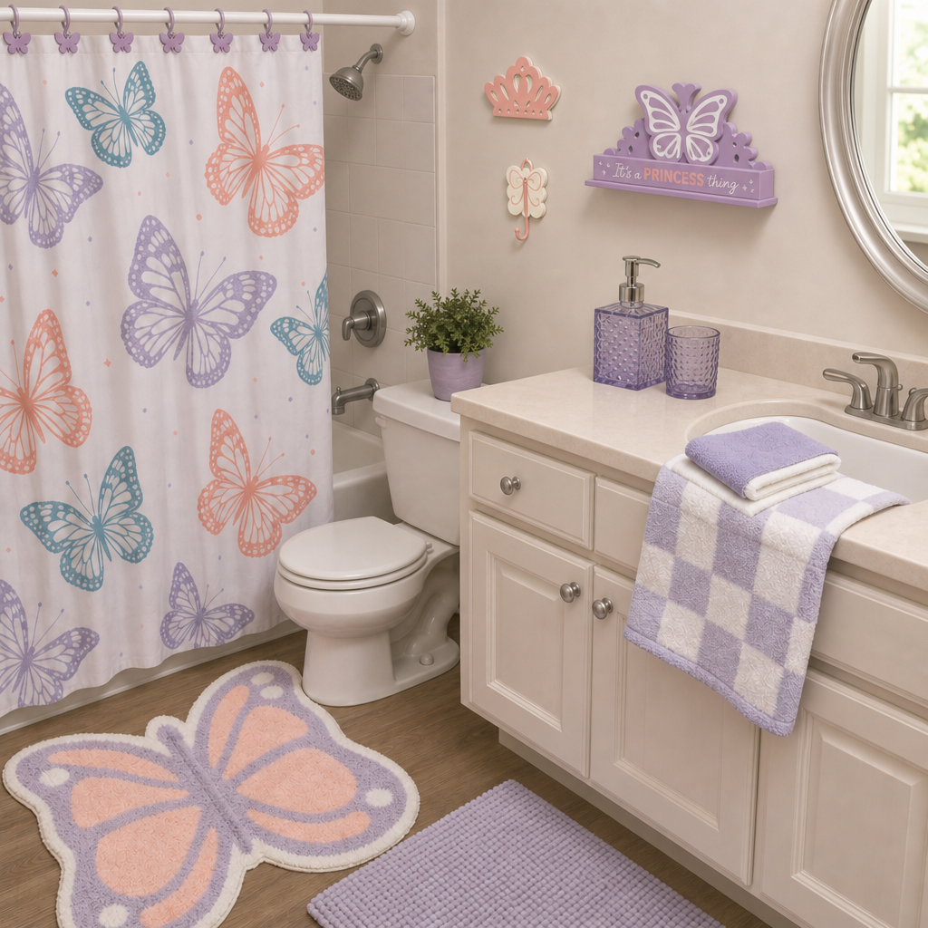 Purple and Pink Butterfly-Bath Set - Image 1