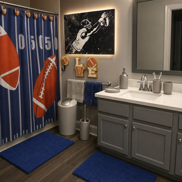 Blue and Gray Football-Bath Set