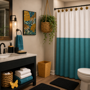 Turquoise and Black Safari-Bath Set - Image 1