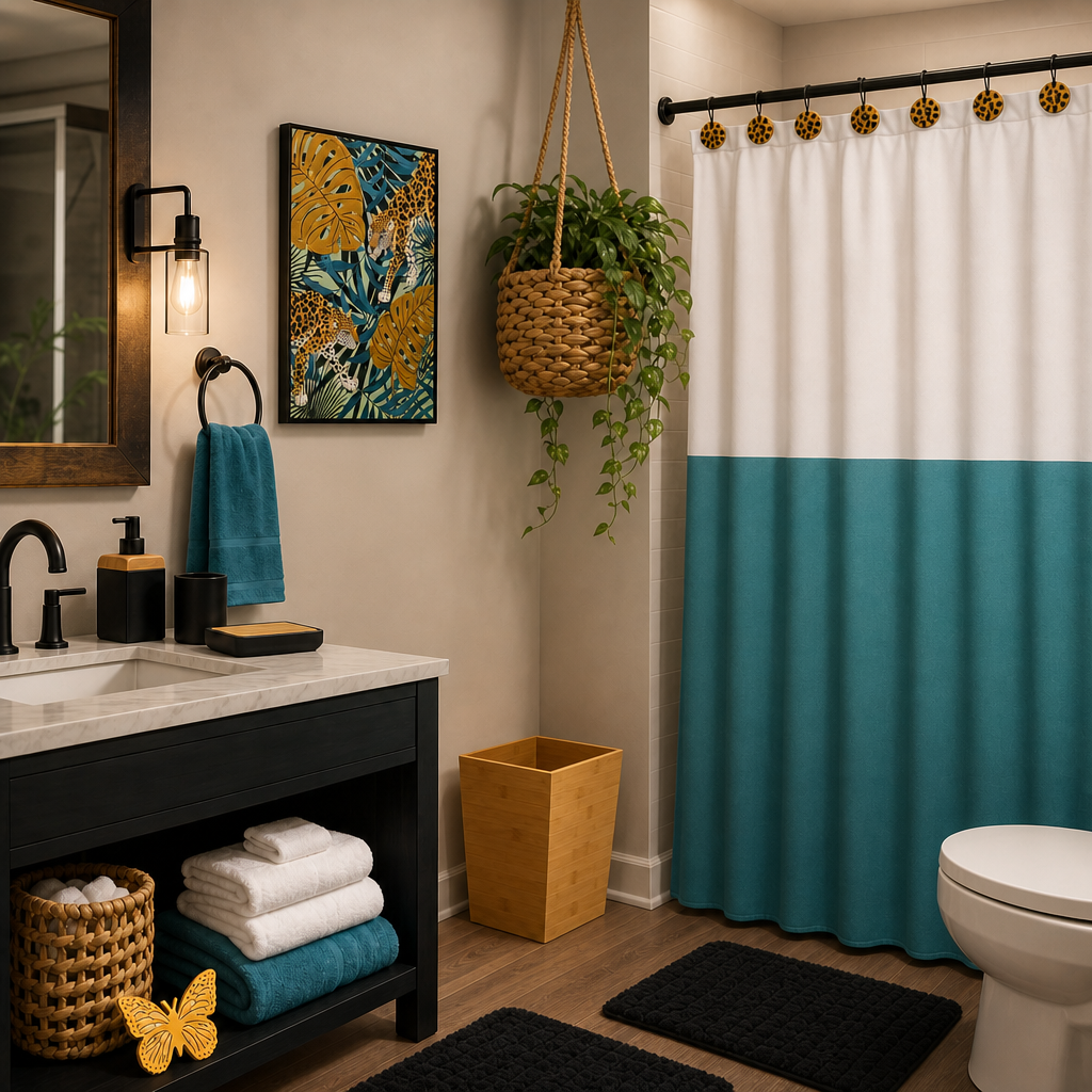 Turquoise and Black Safari-Bath Set - Image 1