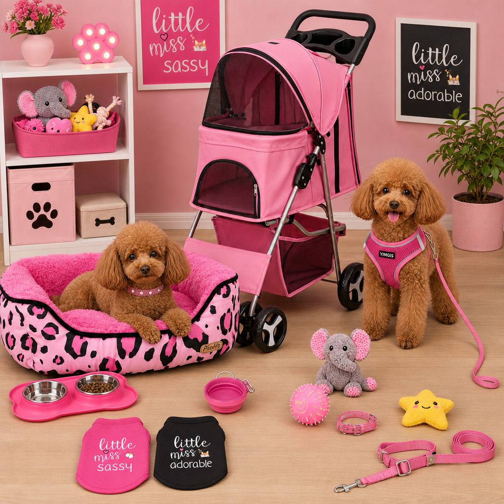 Pink and Black- Dog Basket (Small) - Image 1