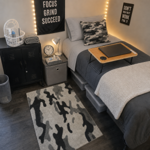 Dark Gray and Light Gray Dorm Room