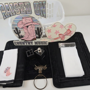 Black, White and Pink Country Girl-Bath Set - Image 2