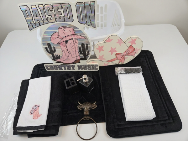 Black, White and Pink Country Girl-Bath Set