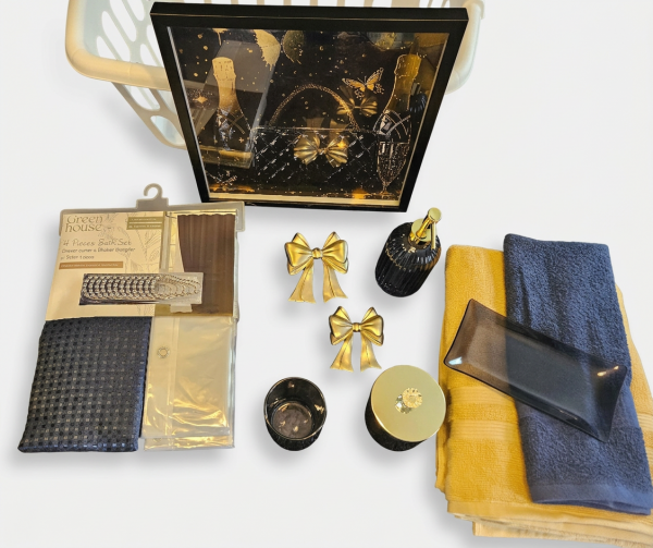 Navy blue and gold-Bath Set