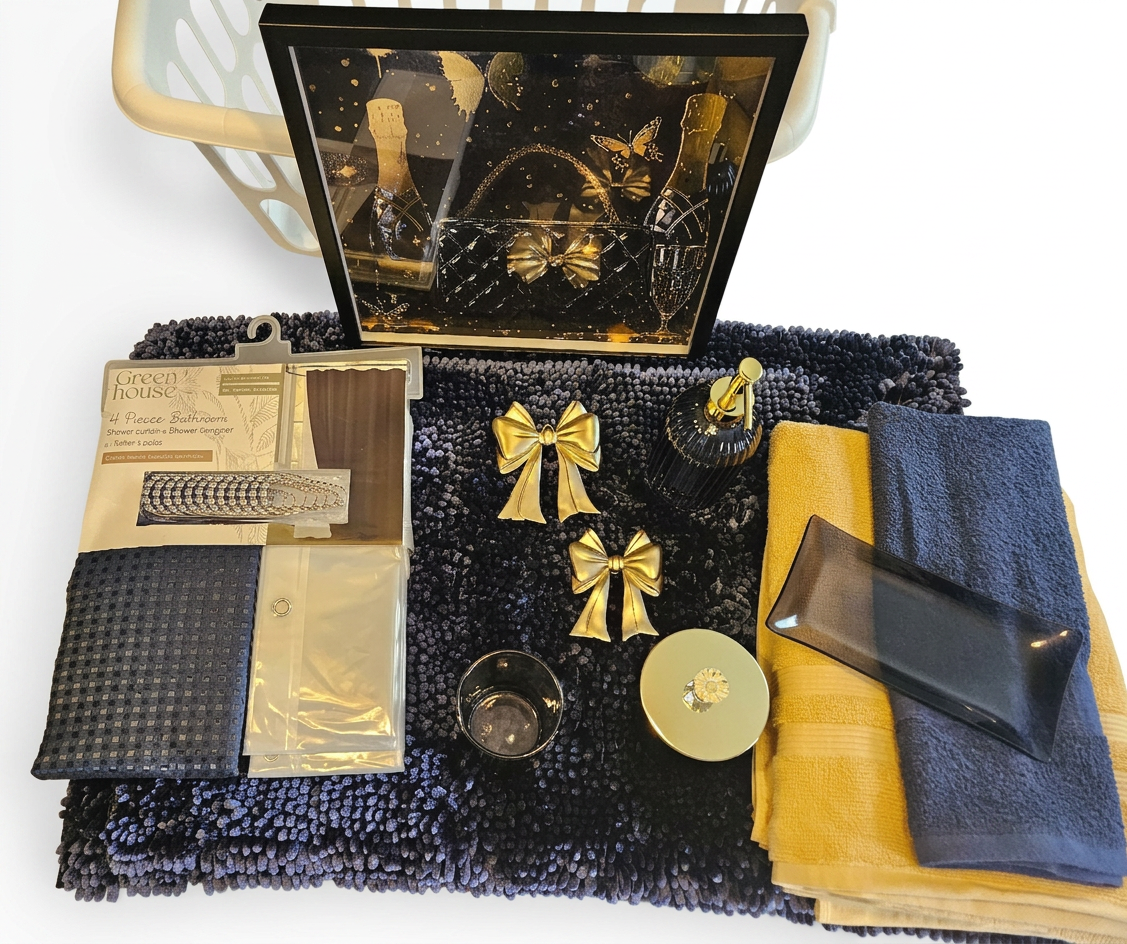 Blue and gold Chanel-Bath Set - Image 2