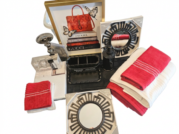 Red, Black and White-Bath Set