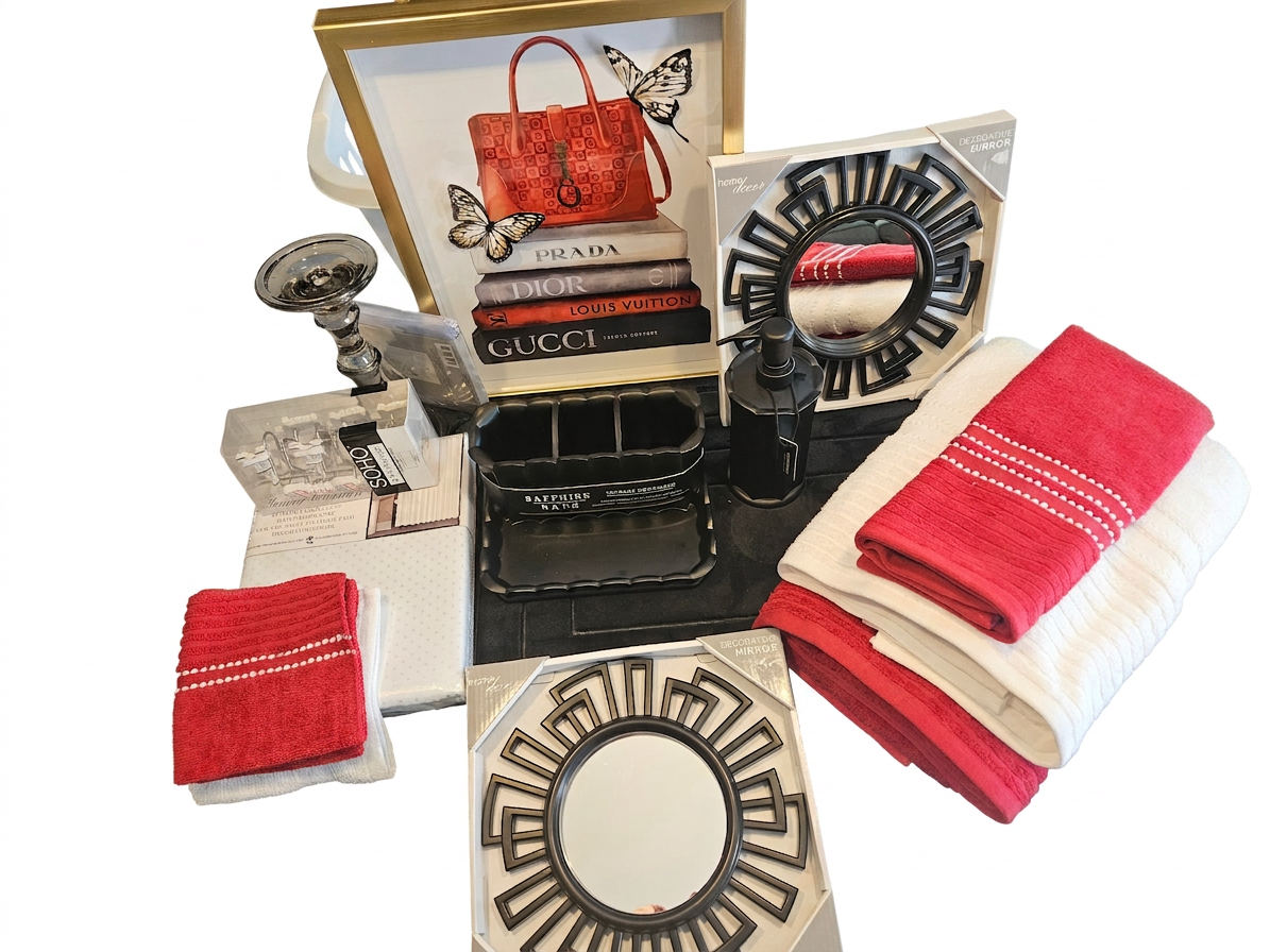 Red, Black and White-Bath Set - Image 2