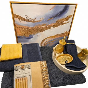 Navy Blue and Gold-Bath Set - Image 2