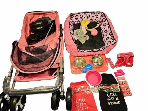 Pink and Black- Dog Basket (Small)