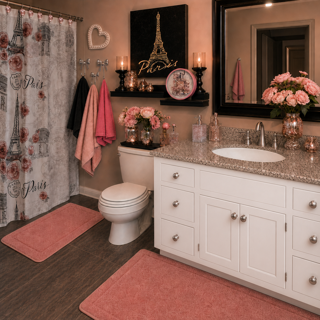 Pink and Black Paris Bath Set - Image 2