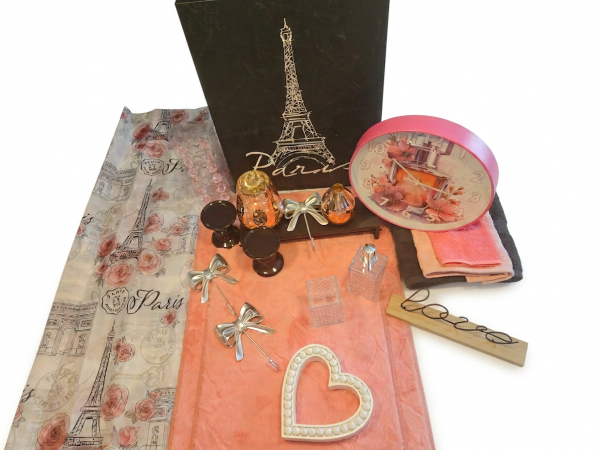 Pink and Black Paris Bath Set
