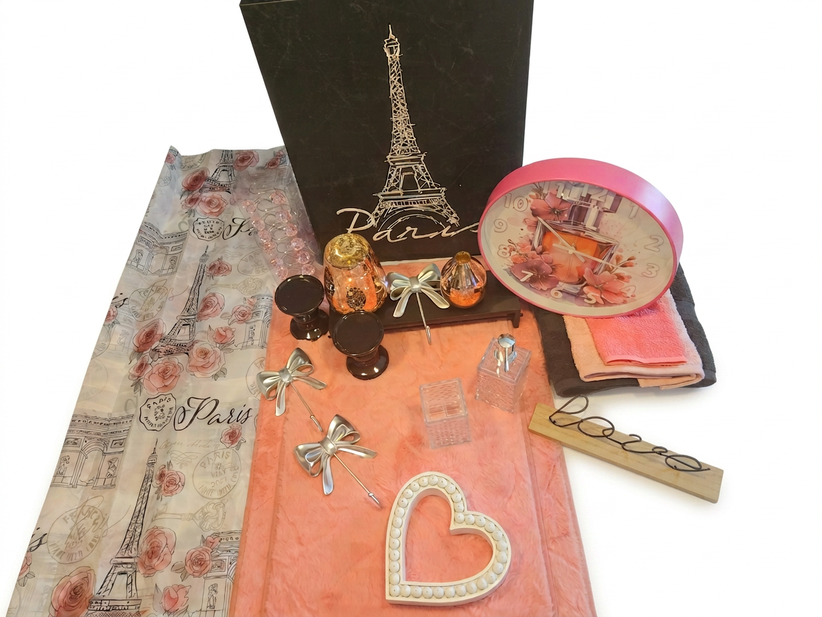 Pink and Black Paris Bath Set - Image 3